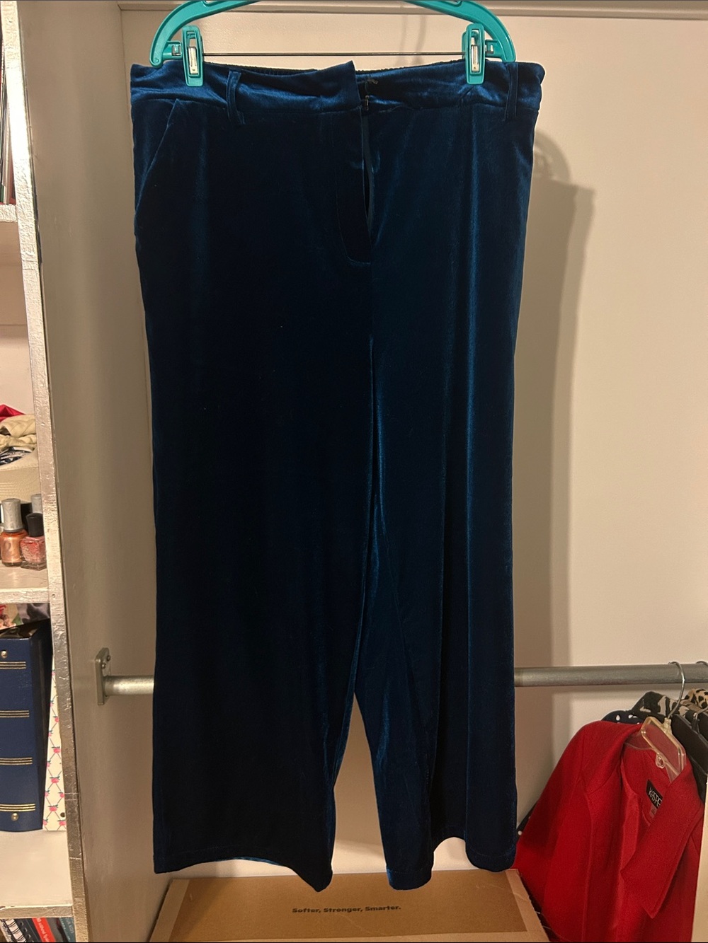 Skies are blue Velvet Wide-Leg Pants in Deep Teal size 1x